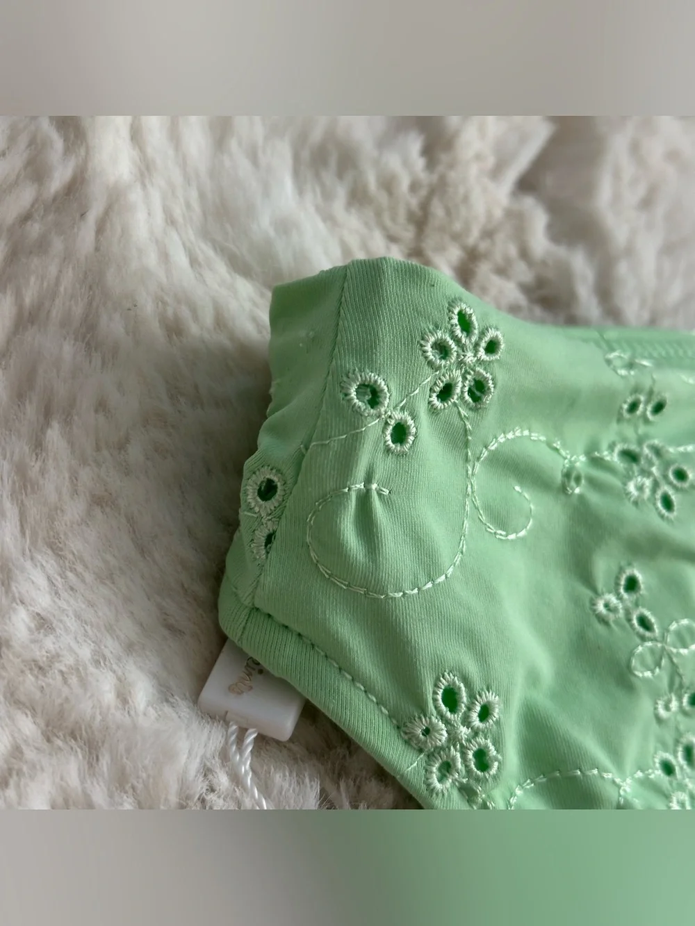 NWT Frankie’s Bikinis Jasper Mint Light Green Eyelet Bikini Bottoms